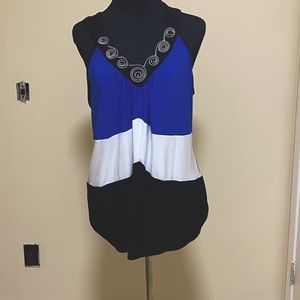 Dressy halter with metal ornamentation